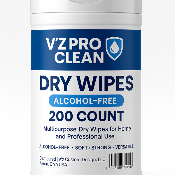 V'Z PRO CLEAN Dry Wipes – Alcohol-Free – 200 Count